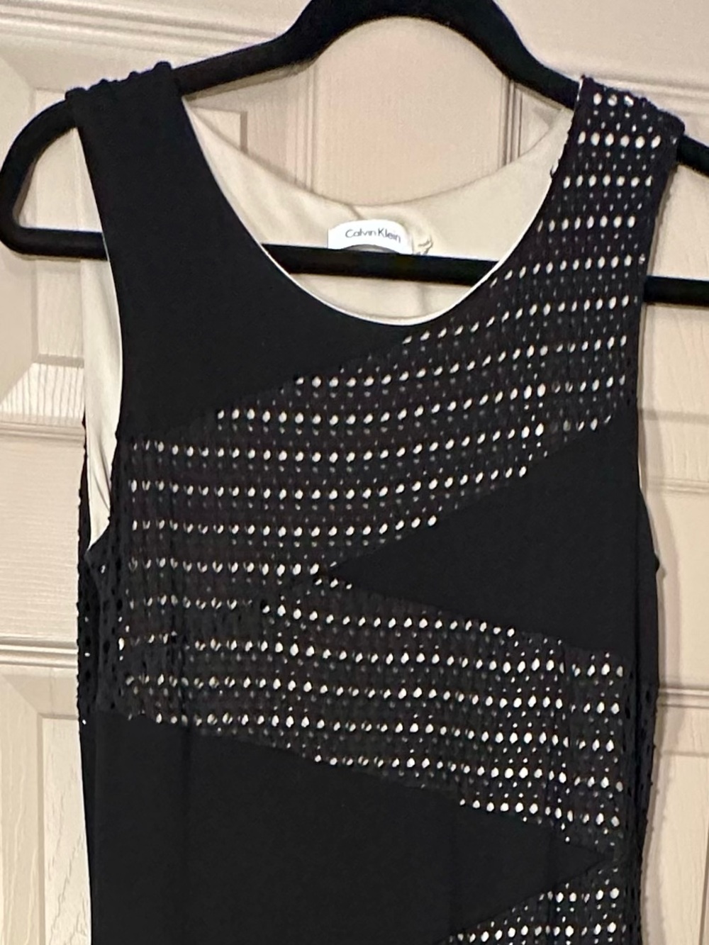 Calvin Klein Black Maxi Skirt with  Mesh Panels cream color slip attached